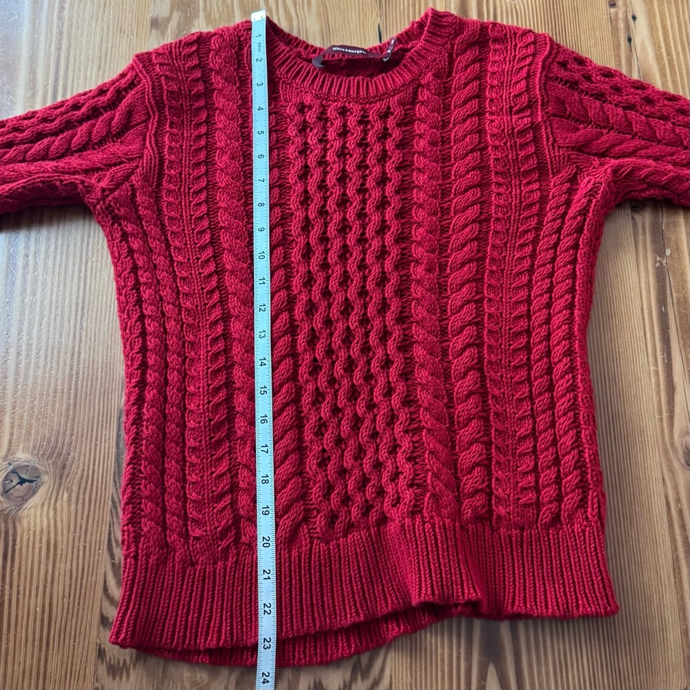 Sies Marjan Britta Cotton Cable Knit Sweater in Lipstick Red - Picture 9 of 9